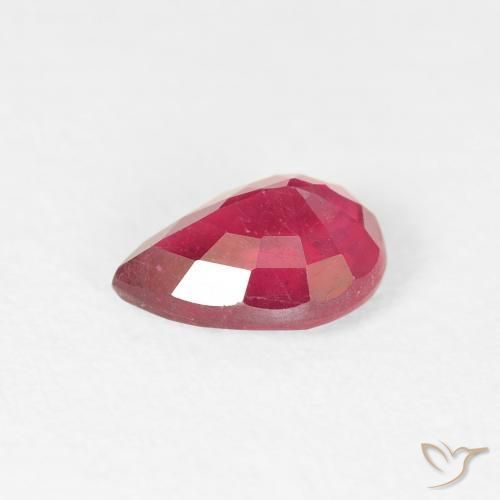Rubi rosa avermelhado Natural 0.91ct, Formato de pêra, VS-SI