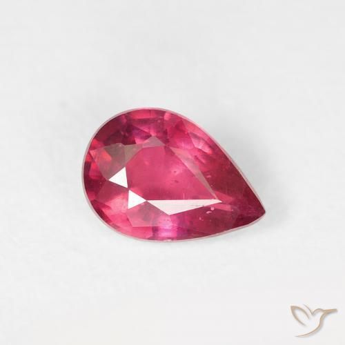 Rubi rosa avermelhado Natural 0.79ct, Formato de pêra, VS-SI