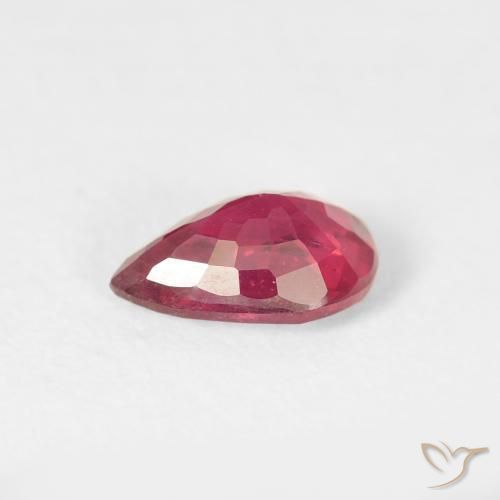 Rubi rosa avermelhado Natural 0.79ct, Formato de pêra, VS-SI