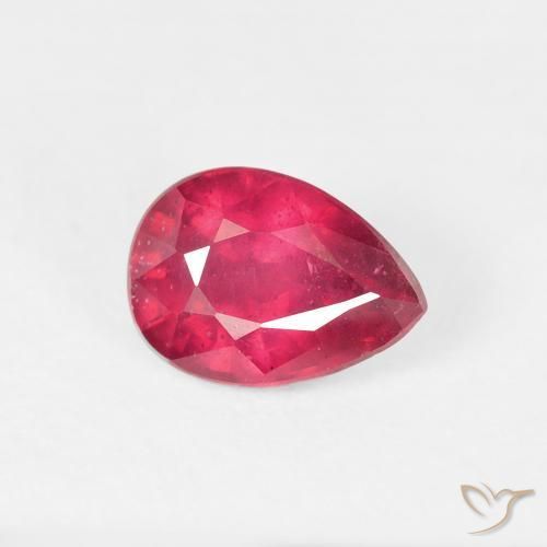 Rubi rosa avermelhado Natural 1.10ct, Formato de pêra, VS-SI