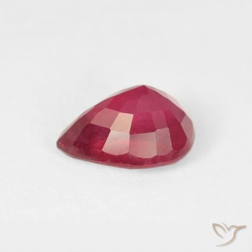 Rubi rosa avermelhado Natural 1.10ct, Formato de pêra, VS-SI