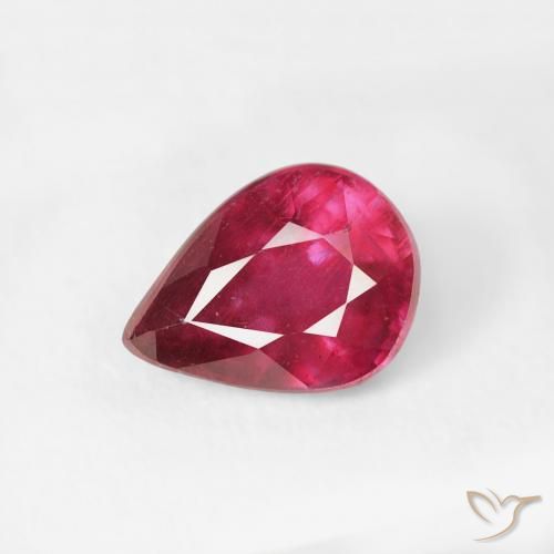 1.04ct Natural vermelho médio Rubi, Formato de pêra, VS-SI