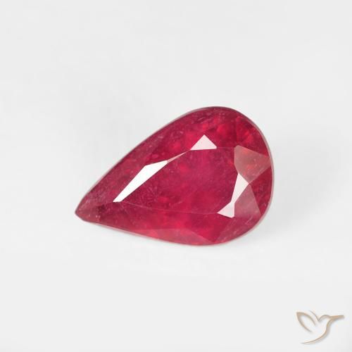 0.82ct Natural Jam Red Rubi, Formato de pêra, VS-SI