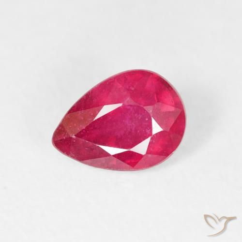 0.91ct Natural rosa avermelhado Rubi, Formato de pêra, VS-SI