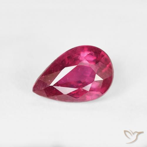 0.70ct Natural Luz vermelha Rubi, Formato de pêra, VS-SI