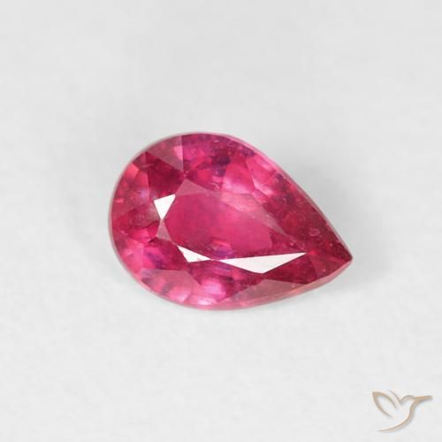 Rubi Luz vermelha Natural 0.49ct, Formato de pêra, VS-SI