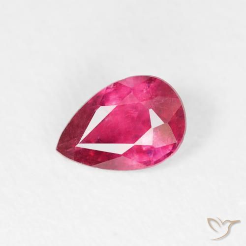 0.58ct Natural Vermelho rosado Rubi, Formato de pêra, VS-SI
