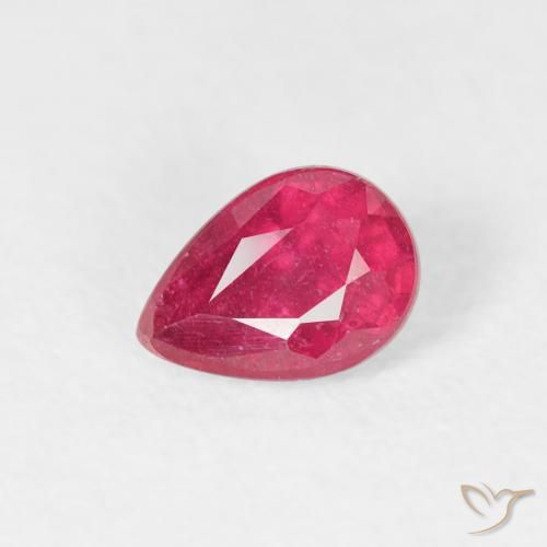0.62ct Natural Vermelho rosado Rubi, Formato de pêra, VS-SI
