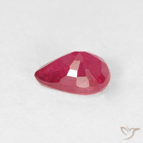 Rubi Vermelho rosado Natural 0.62ct, Formato de pêra, VS-SI