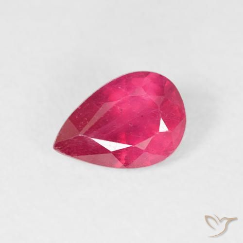 0.57ct Natural Vermelho rosado Rubi, Formato de pêra, VS