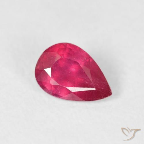 Rubi Vermelho rosado Natural 0.57ct, Formato de pêra, VS