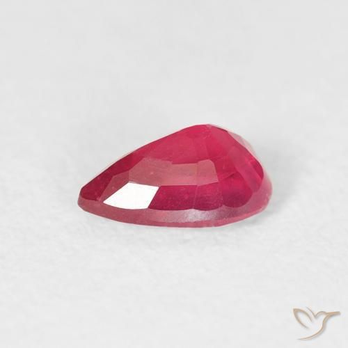 Rubi Vermelho rosado Natural 0.57ct, Formato de pêra, VS