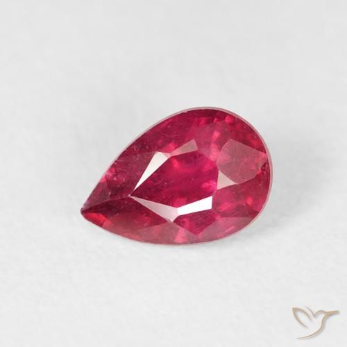 0.74ct Natural Carmesim Profundo Rubi, Formato de pêra, VS-SI