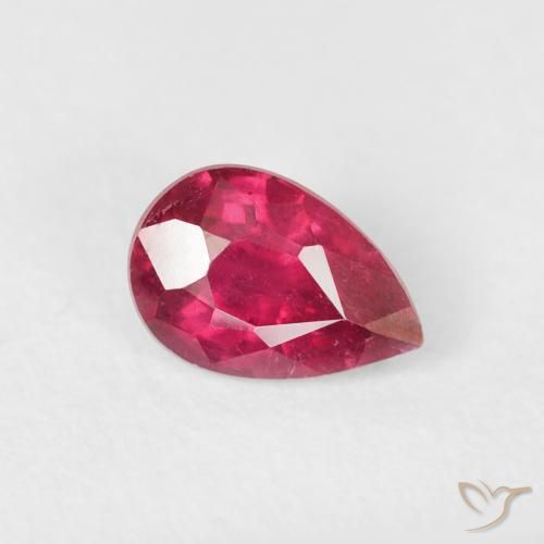 Rubi Carmesim Profundo Natural 0.74ct, Formato de pêra, VS-SI