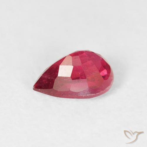 Rubi Carmesim Profundo Natural 0.74ct, Formato de pêra, VS-SI