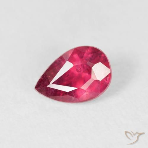 0.62ct Natural vermelho médio Rubi, Formato de pêra, VS-SI