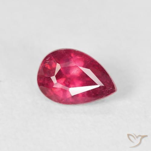 Rubi vermelho médio Natural 0.62ct, Formato de pêra, VS-SI