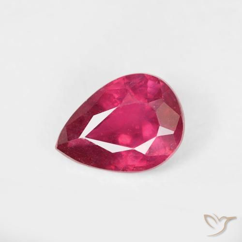 0.78ct Natural vermelho médio Rubi, Formato de pêra, VS-SI