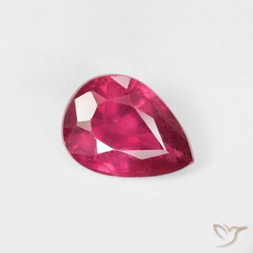Rubi vermelho médio Natural 0.78ct, Formato de pêra, VS-SI