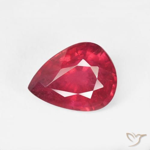 2.55ct Natural vermelho médio Rubi, Formato de pêra, VS
