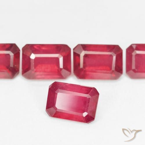 Rubi vermelho médio Natural 1.57ct, Corte Esmeralda, VS