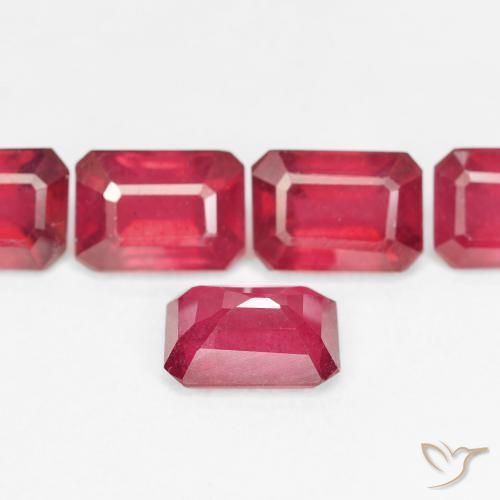 Rubi vermelho médio Natural 1.57ct, Corte Esmeralda, VS