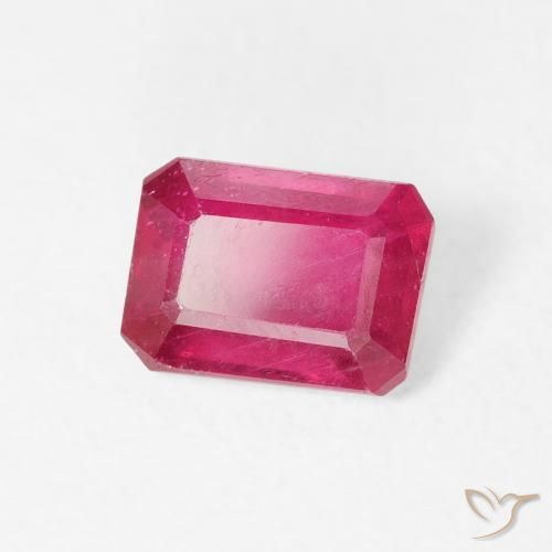 Rubi rosa avermelhado Natural 1.24ct, Corte Octógono / Esmeralda, VS