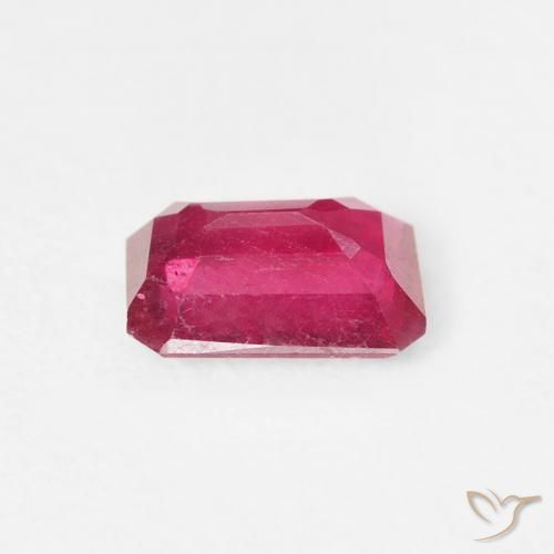 Rubi rosa avermelhado Natural 1.24ct, Corte Octógono / Esmeralda, VS
