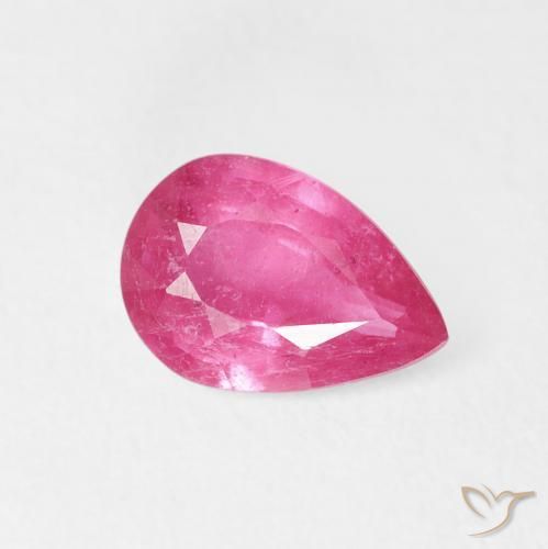 Rubi Vermelho rosado Natural 1.24ct, Formato de pêra, VS