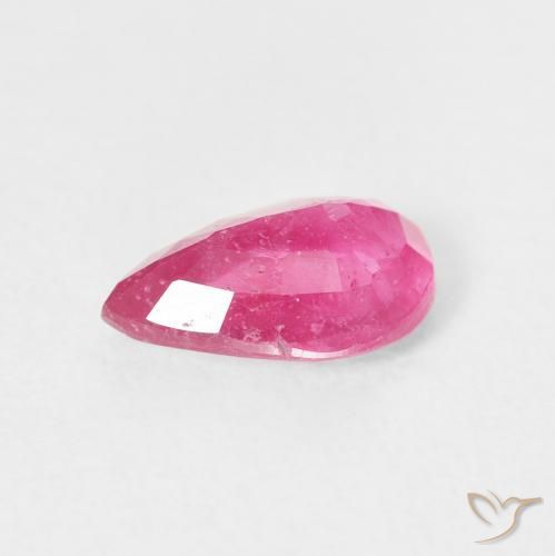 Rubi Vermelho rosado Natural 1.24ct, Formato de pêra, VS