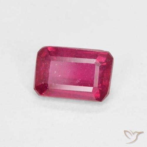 Rubi Rosa quente Natural 0.82ct, Corte Octógono / Esmeralda, VS-SI