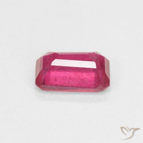 Rubi Rosa quente Natural 0.82ct, Corte Octógono / Esmeralda, VS-SI