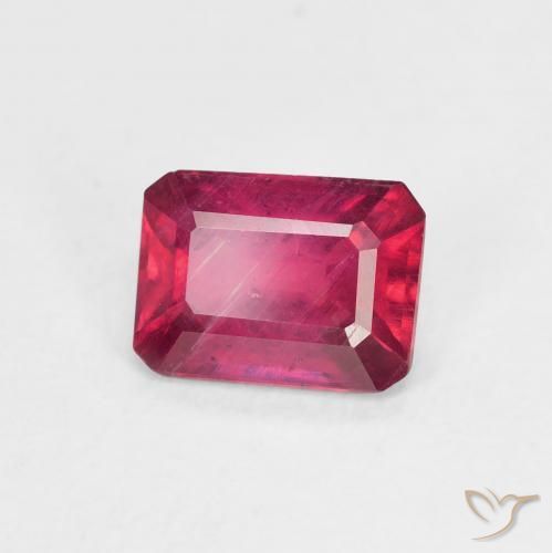 Rubi Rosa quente Natural 1.34ct, Corte Octógono / Esmeralda, VS-SI