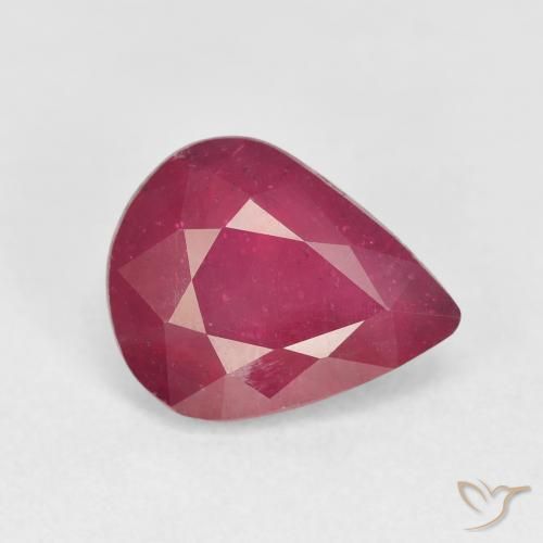 Rubi Vermelho rosado Natural 4.12ct, Formato de pêra, VS