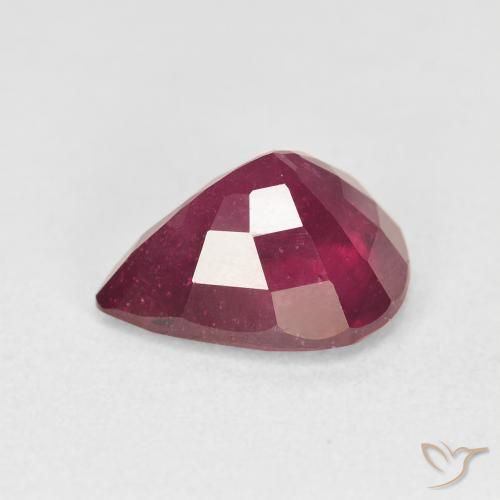 Rubi Vermelho rosado Natural 4.12ct, Formato de pêra, VS