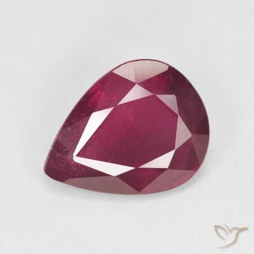 4.11ct Natural Vermelho escuro Rubi, Formato de pêra, VS