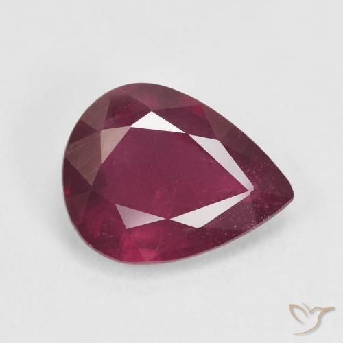 Rubi Vermelho escuro Natural 4.11ct, Formato de pêra, VS