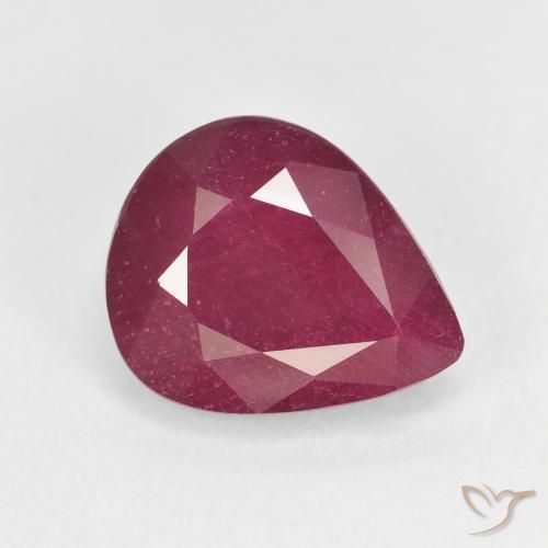 Rubi Vermelho escuro Natural 6.51ct, Formato de pêra, VS
