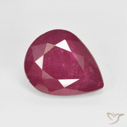 Rubi Vermelho rosado Natural 5.86ct, Formato de pêra, VS