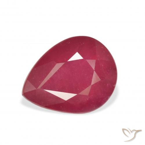 4.56ct Natural vermelho médio Rubi, Formato de pêra, VS