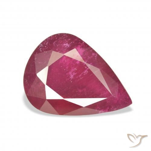 Rubi Vermelho escuro Natural 10.07ct, Formato de pêra, VS