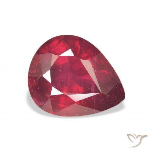 Rubi Carmesim Profundo Natural 6.37ct, Formato de pêra, VS
