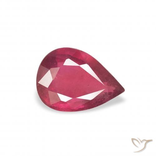 Rubi rosa avermelhado Natural 0.92ct, Formato de pêra, VS-SI