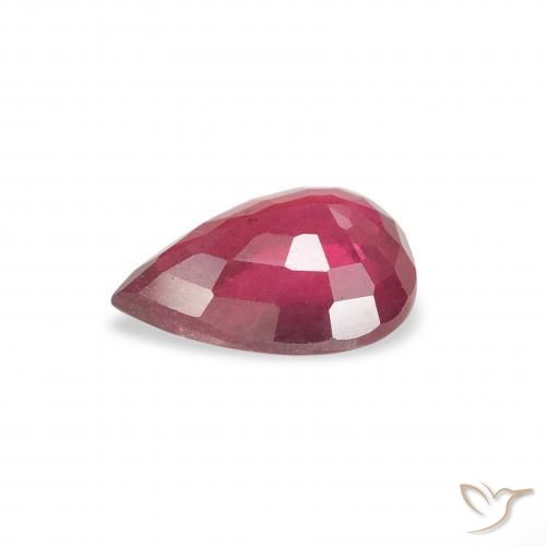 Rubi rosa avermelhado Natural 0.92ct, Formato de pêra, VS-SI