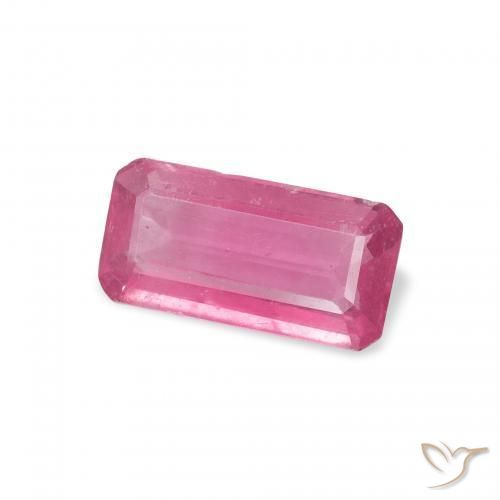 Rubi rosa avermelhado Natural 1.21ct, Corte Octógono / Esmeralda, SI