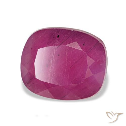 Rubi vermelho natural 2,65ct, almofada cortada, VS