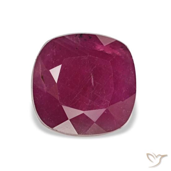 Rubi vermelho natural 1,70ct, almofada cortada, VS