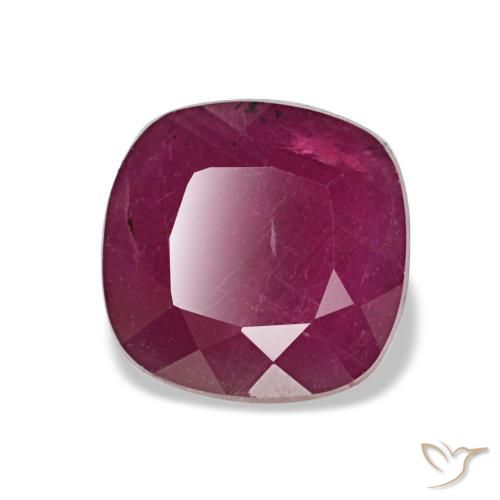 Rubi vermelho natural 1,70ct, almofada cortada, VS