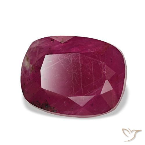 Rubi vermelho natural 2,62ct, almofada cortada, VS