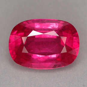 Rubi vermelho natural 3,18ct, almofada cortada, SI